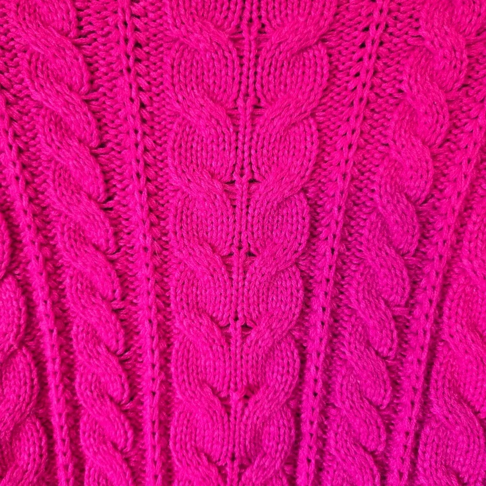 Hippie Rose Cable Knit Sweater Women Medium Pink Cropped Chunky Barbiecore Boho